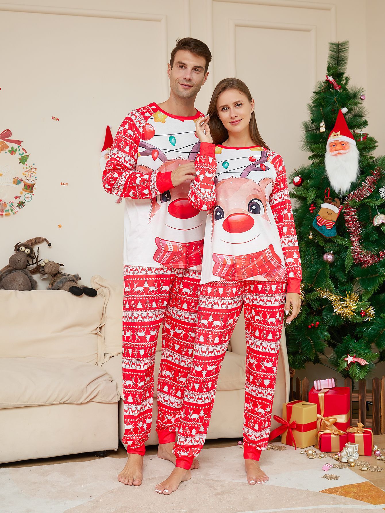 Conjunto-de-pijama-familiar-Natal-Vermelho-Desenhos-Animados-Deer-Print-Adulto-Crian-as-Romper-de-Beb-1
