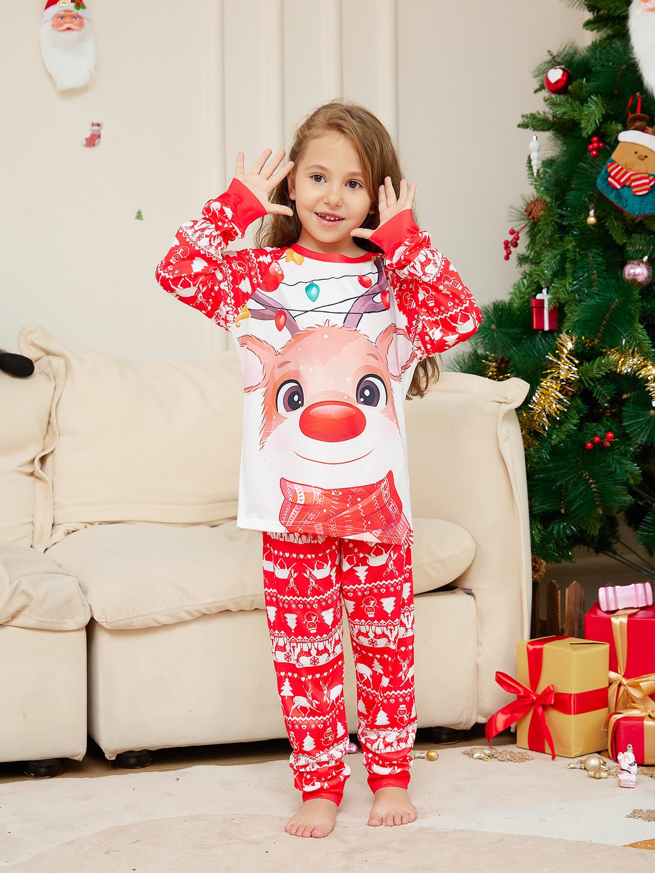 Conjunto-de-pijama-familiar-Natal-Vermelho-Desenhos-Animados-Deer-Print-Adulto-Crian-as-Romper-de-Beb-5