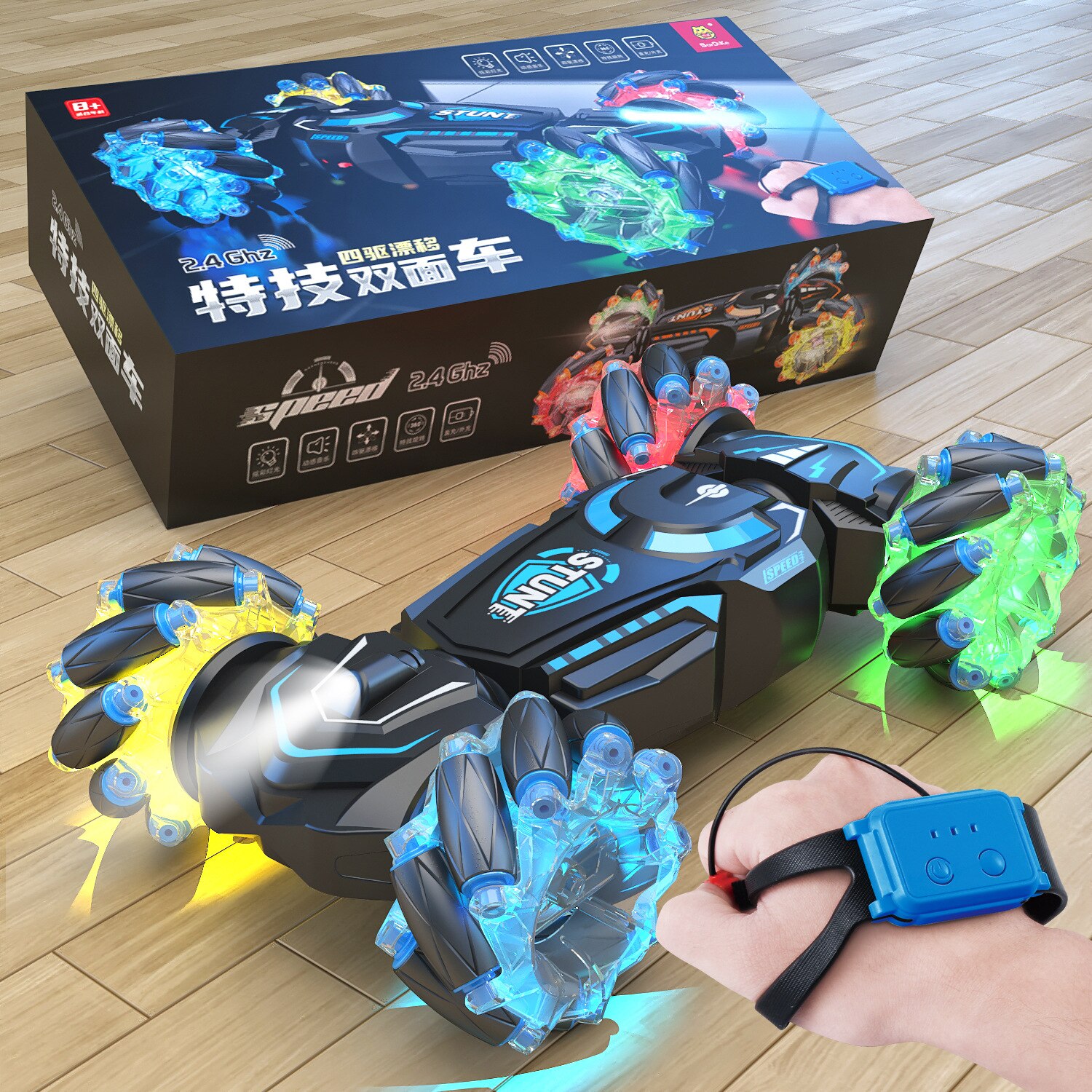 Double-Sided-Carregamento-Stunt-Car-Controle-Remoto-Gesto-RC-Carregamento-Externo-Som-e-Luz-pode-ser
