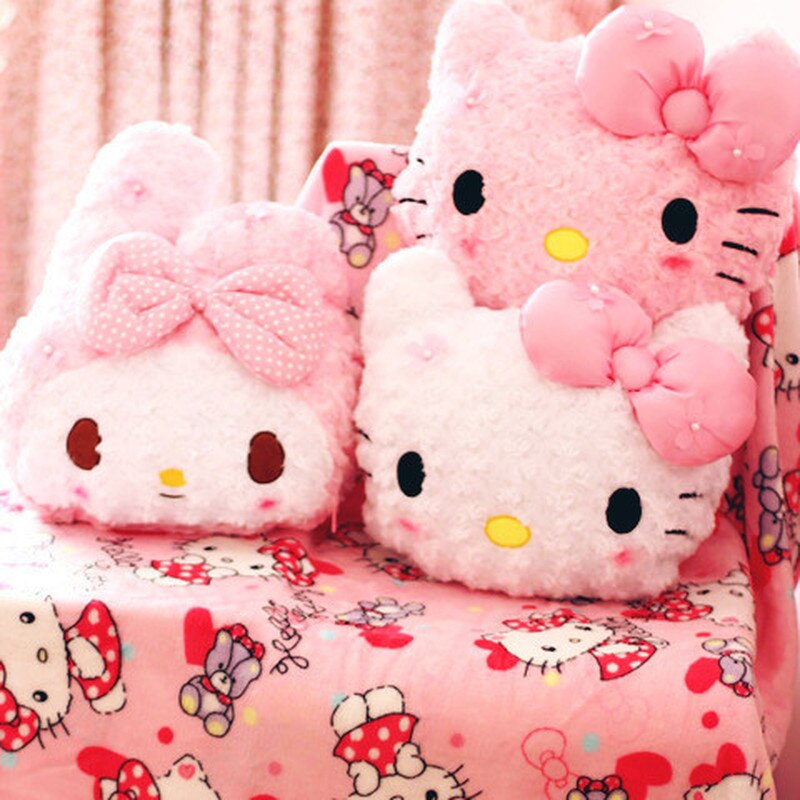 Hello-Kitty-Rose-Velvet-Plush-Melody-Cushion-Blanket-Kawaii-Plushie-Toy-travesseiro-macio-boneca-decorativa-cama