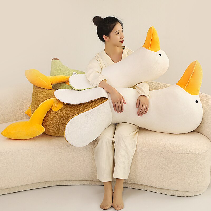 Kawaii-Plush-Duck-Toys-for-Kids-Banana-Stuffed-Fruits-Bonecas-de-Plantas-Almofadas-Longas-Huggable-Sleeping-4
