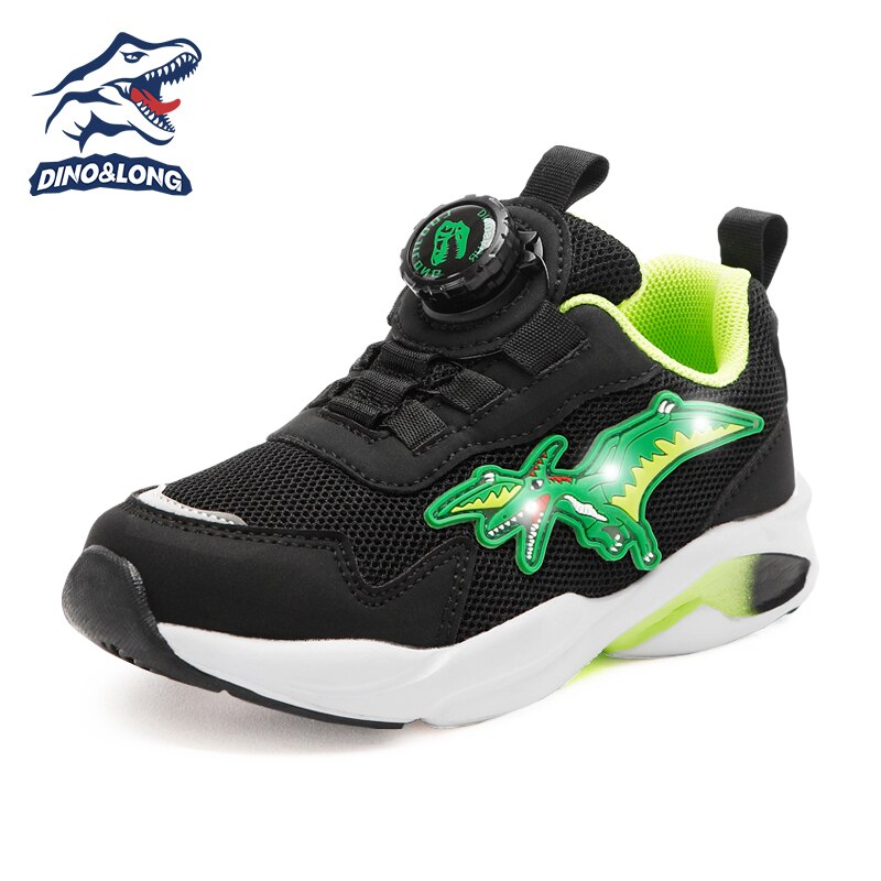 LONG-Children-s-Dinosaur-LED-Mesh-Training-Shoes-Light-Up-Spin-Encerramento-Pterossauro-Little-Kids-Meninos