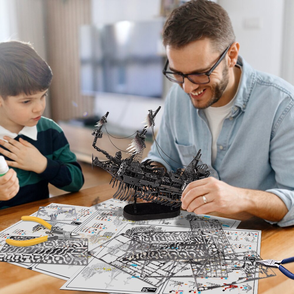 Piececool-3D-Metal-Puzzle-Abissal-Fantasma-Modelo-De-Navio-Pirata-Kits-De-Constru-o-Brinquedos-DIY-3