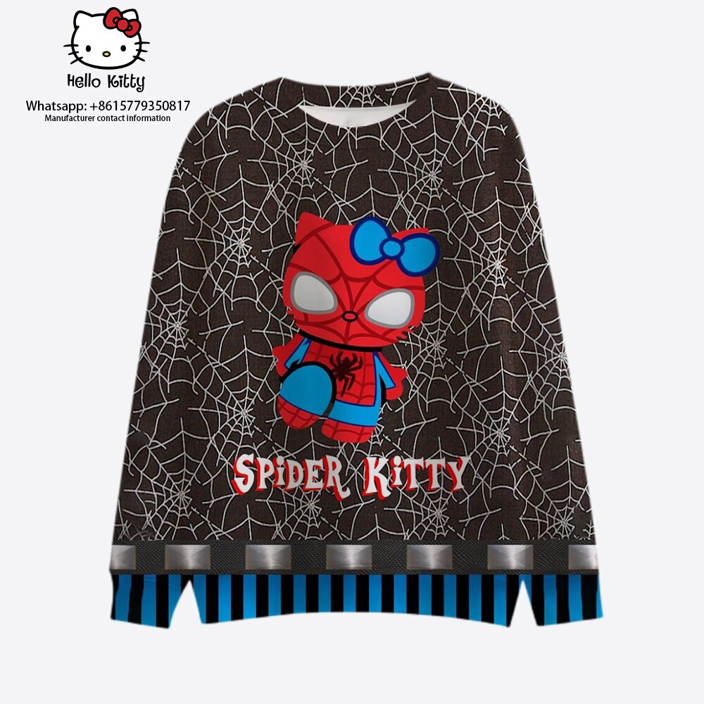 Sanrio-Anime-divertido-Halloween-fantasia-Kuromi-Hello-Kitty-pul-ver-extravagante-Cosplay-fantasia-crewneck-2023-2