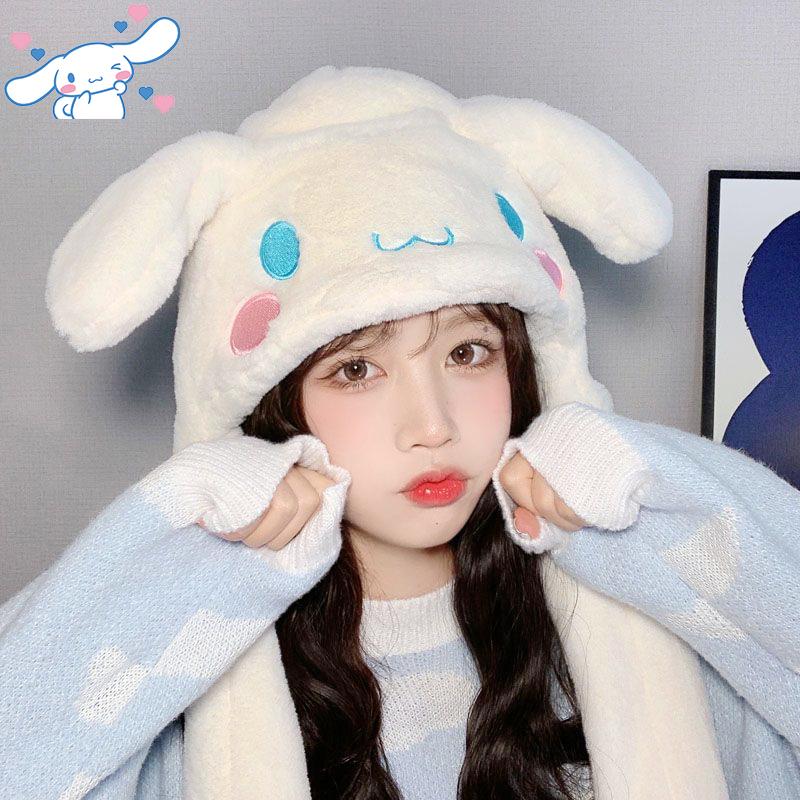 Sanrio-Cinnamoroll-Chap-u-de-pel-cia-com-orelhas-se-mexem-Anime-Kawaii-Hat-minha-melodia