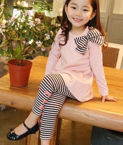 Top-com-arco-e-leggings-listradas-para-meninas-conjuntos-de-roupas-infantis-roupas-infantis-varejo-e-2
